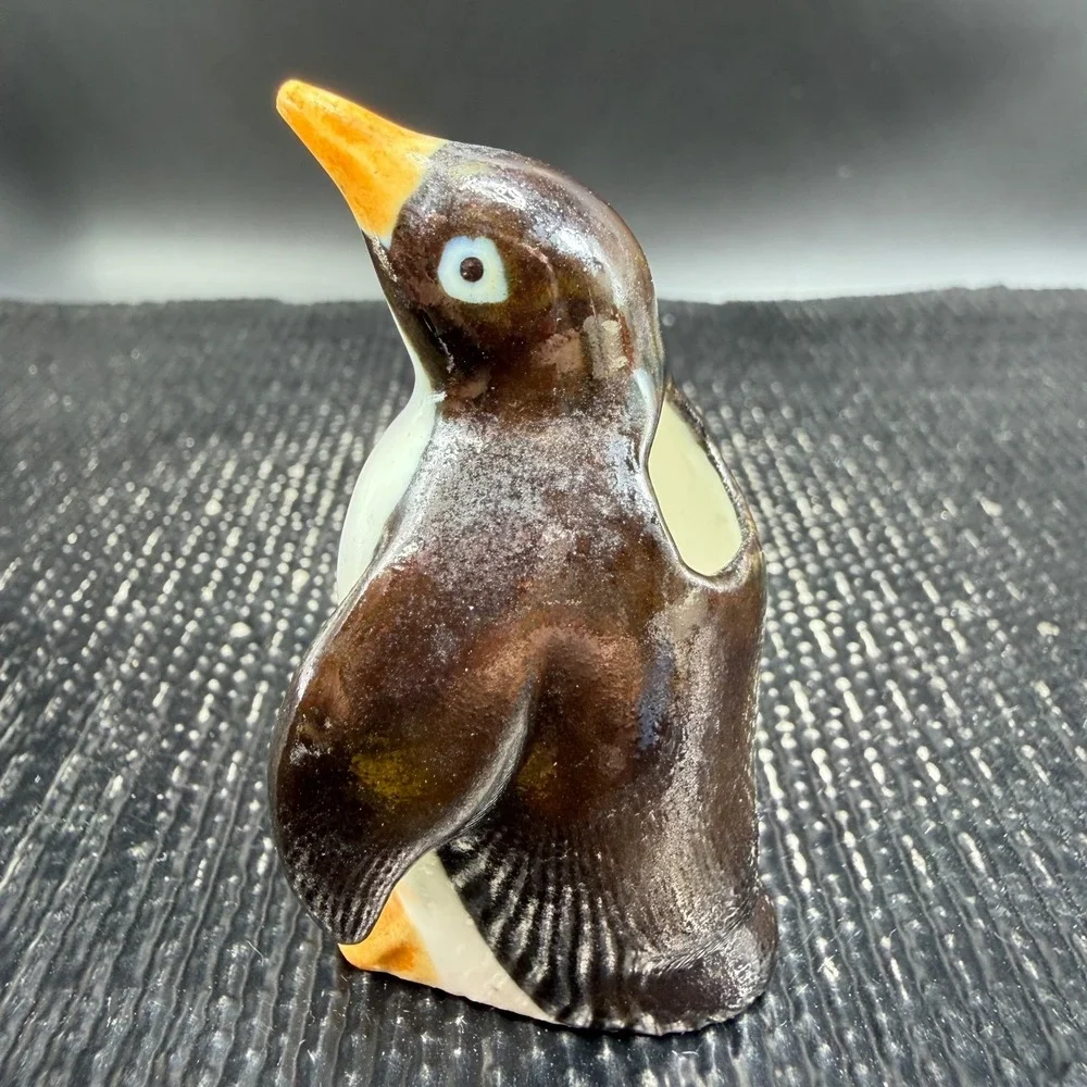 Vintage Ceramic Penguin Toothpick Holder with Colorful Cocktail Picks 2 Inch
